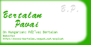 bertalan pavai business card